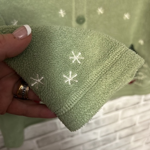 Croft & Barrow Sport Women’s Green Fleece Jacket Snowman Embroidered Size Small - Picture 6 of 13